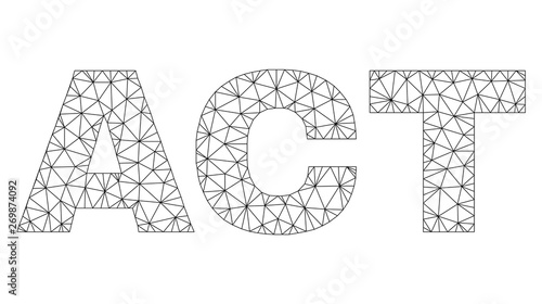 Mesh vector ACT text. Abstract lines and dots form ACT black carcass symbols. Wire carcass flat polygonal mesh in vector format.