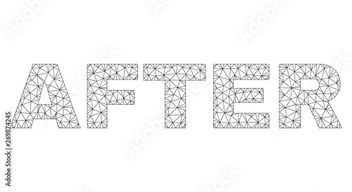 Mesh vector AFTER text. Abstract lines and points form AFTER black carcass symbols. Linear carcass flat polygonal mesh in eps vector format.