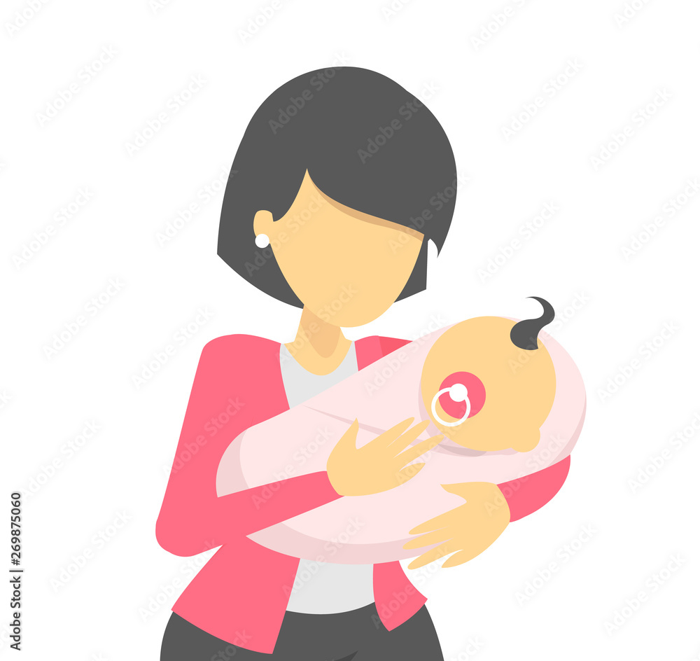 Beautiful woman holding a newborn baby. Young mother Beautiful woman holding a newborn baby. Young mother