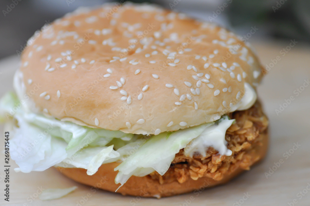 chicken burger or hamburger dish chicken burger or hamburger dish