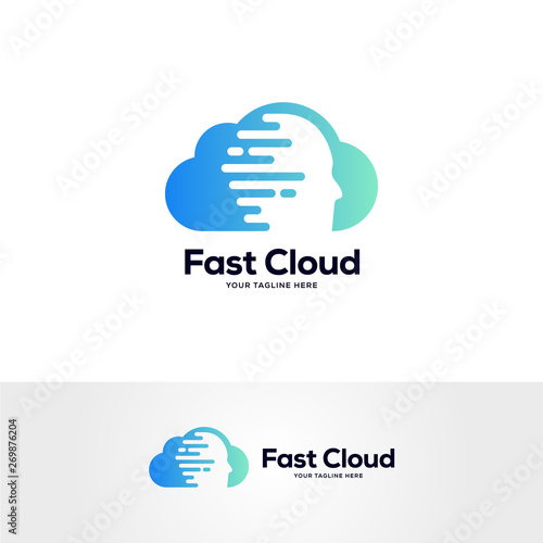 head cloud logo designs template, fast tech logo designs concept