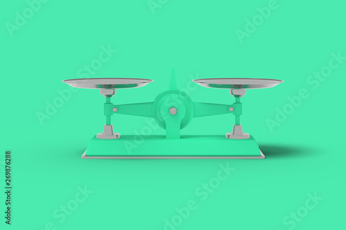Green scales on a green background. Abstract blue color image. Minimal concept business. 3D render.