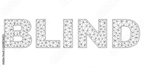 Mesh vector BLIND text. Abstract lines and spheric points form BLIND black carcass symbols. Wire carcass 2D polygonal mesh in vector EPS format.