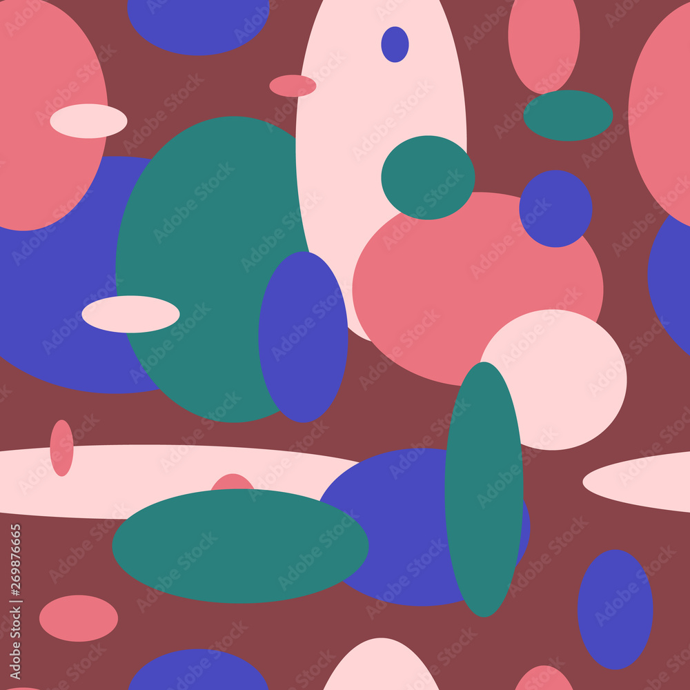 Seamless retro pattern with colorful ellipses