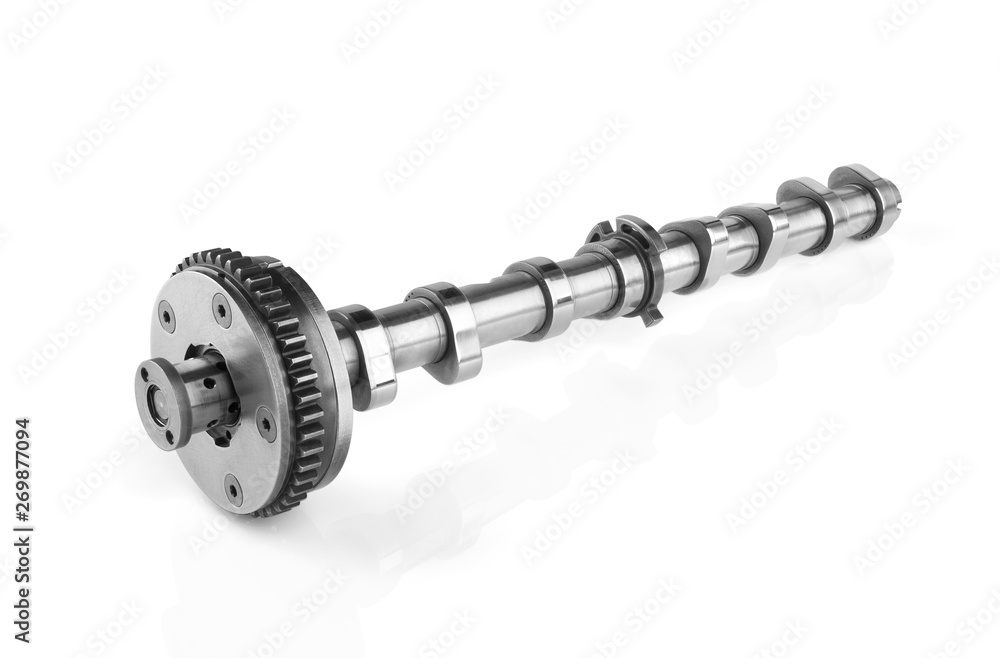 Car camshaft on white background Car camshaft on white background