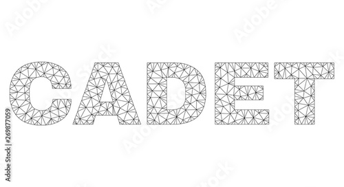 Mesh vector CADET text. Abstract lines and circle dots form CADET black carcass symbols. Wire carcass 2D triangular mesh in vector EPS format.