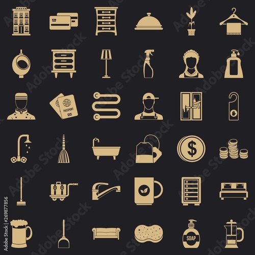 Inn service icons set. Simple style of 36 inn service vector icons for web for any design
