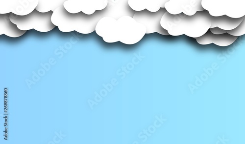 sky with cloud background, vector ,illustration, paper art style, copy space for text