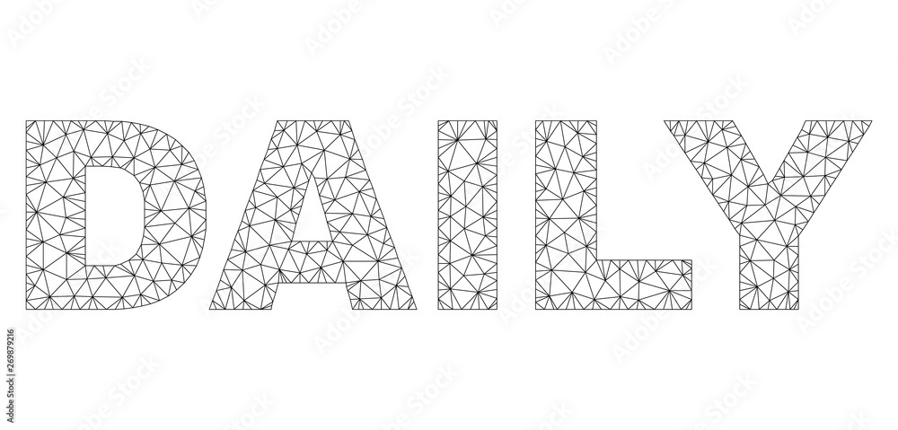Mesh vector DAILY text. Abstract lines and dots form DAILY black carcass symbols. Wire carcass flat polygonal mesh in vector EPS format. Mesh vector DAILY text. Abstract lines and dots form DAILY black carcass symbols. Wire carcass flat polygonal mesh in vector EPS format.