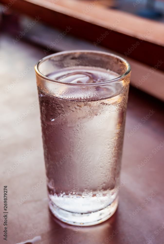Glass water drink with tube blurred background Glass water drink with tube blurred background
