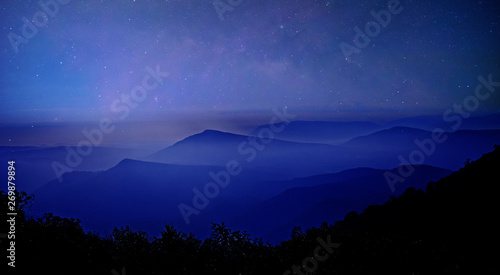 Landscape with Milky way galaxy at the mountains