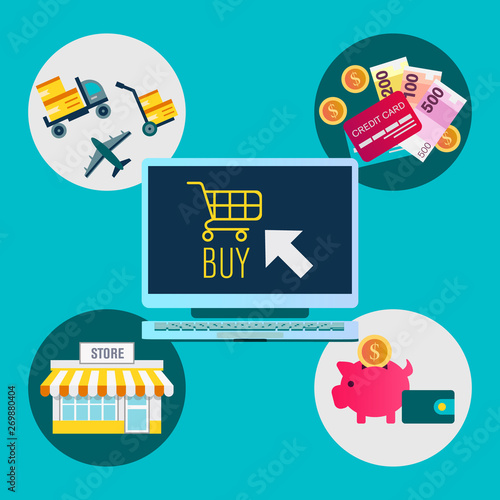 Marketing research, financial success report, strategic business planning vector flat illustration.