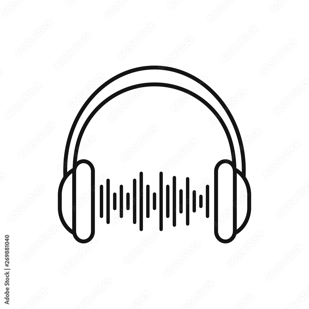 Headphones with equalizer line icon. Vector. Isolated. Headphones with equalizer line icon. Vector. Isolated.