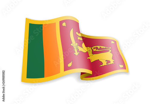 Sri Lanka flag in the wind. Flag on white vector illustration