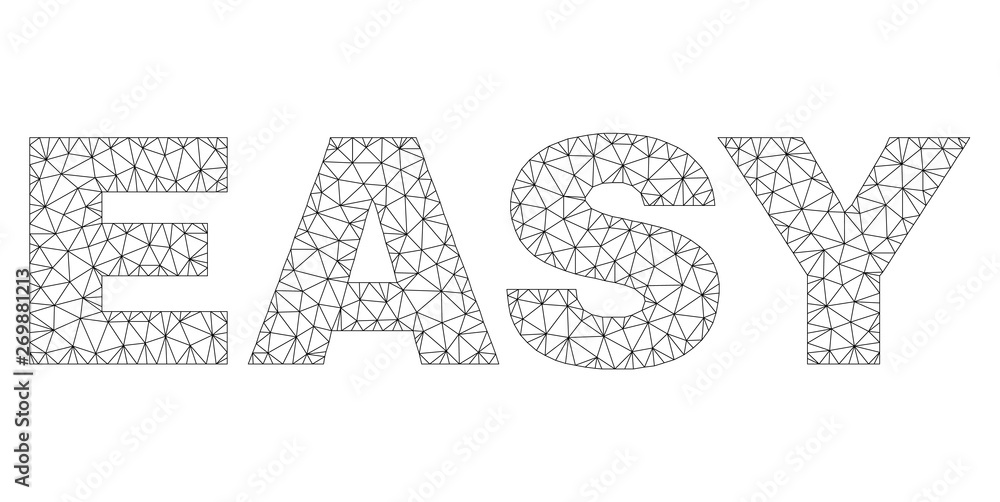 Mesh vector EASY text. Abstract lines and circle dots form EASY black carcass symbols. Wire carcass 2D polygonal mesh in eps vector format. Mesh vector EASY text. Abstract lines and circle dots form EASY black carcass symbols. Wire carcass 2D polygonal mesh in eps vector format.