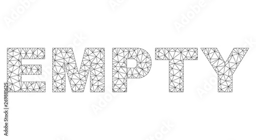 Mesh vector EMPTY text. Abstract lines and circle dots form EMPTY black carcass symbols. Wire frame 2D polygonal mesh in vector EPS format.