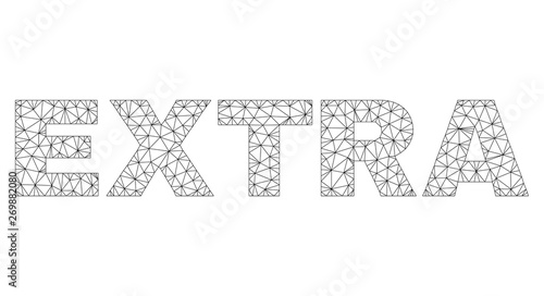 Mesh vector EXTRA text. Abstract lines and points form EXTRA black carcass symbols. Linear carcass flat polygonal mesh in eps vector format.