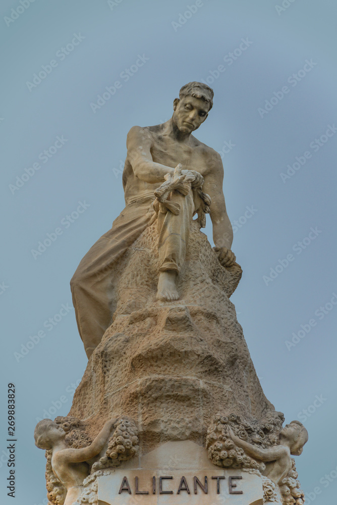 Detail of the monument dedicated to politician Canalejas in Alicante, Spain.