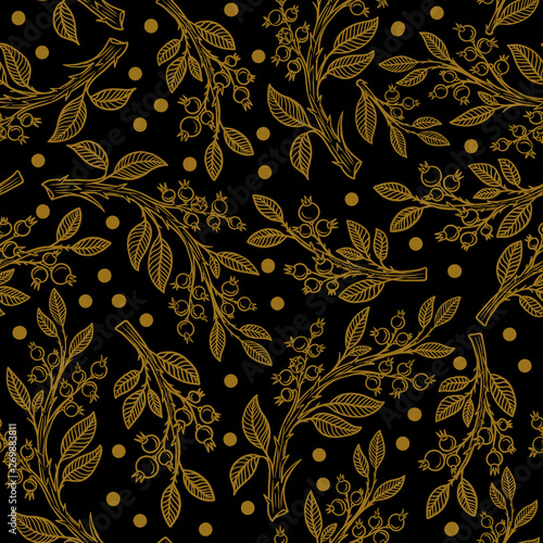 Seamless pattern with cranberries.