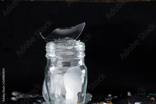 Photography Broken glass photographed in front of black background