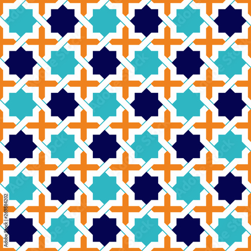 Seamless Islamic patterns in beige. Traditional muslim ornament.