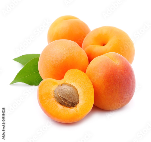 Sweet apricots with leaves