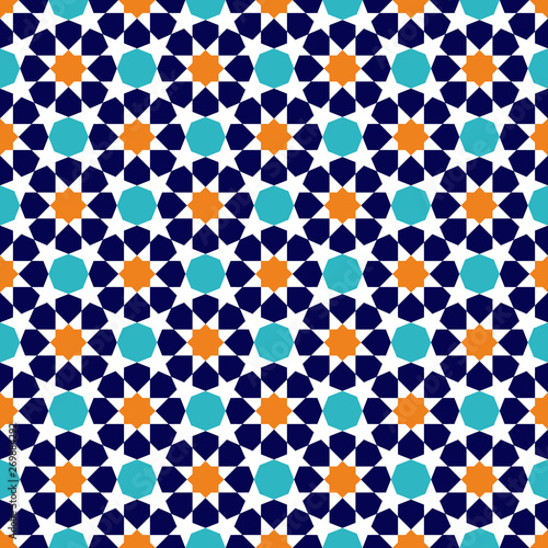 Seamless Islamic patterns in beige. Traditional muslim ornament.