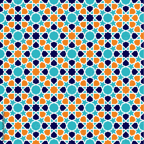 Seamless Islamic patterns in beige. Traditional muslim ornament.