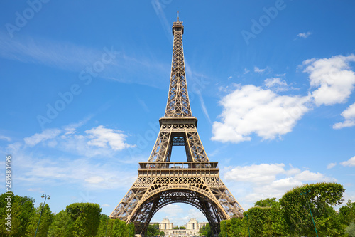 Eiffel Tower in Paris in a sunny summer day, blue sky in France © andersphoto