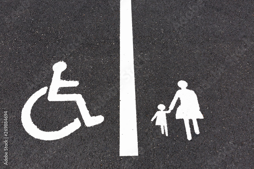 Handicapped and family parking spaces.