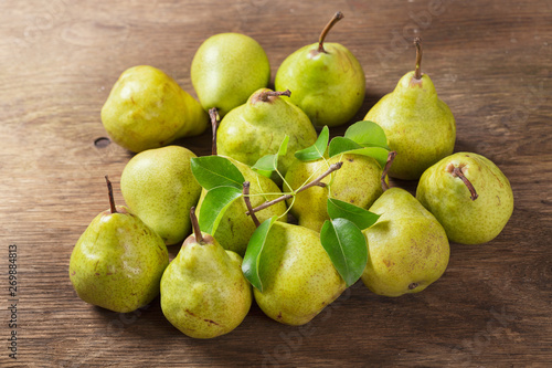 fresh pears with leaves