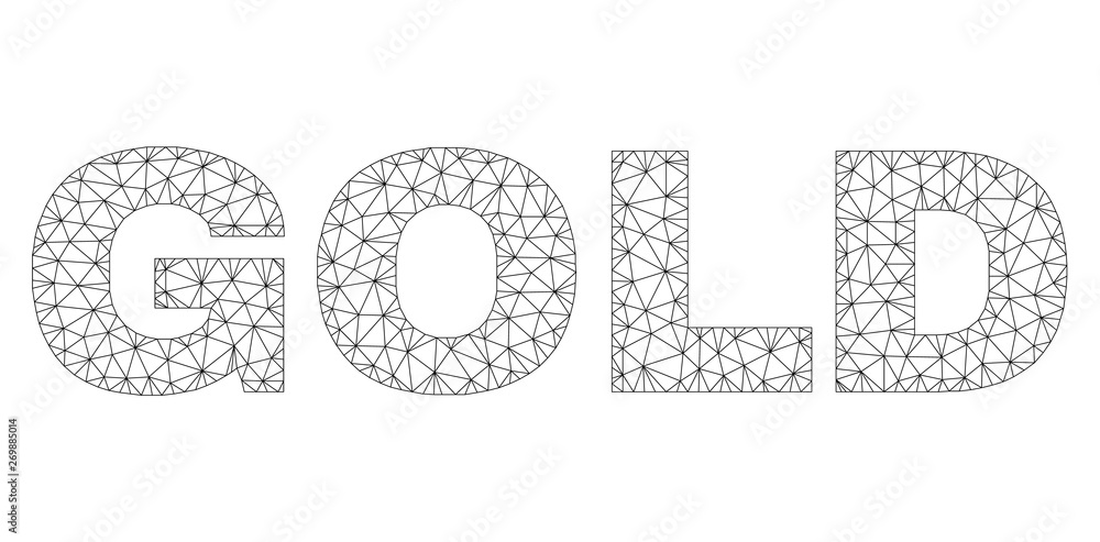 Mesh vector GOLD text. Abstract lines and points form GOLD black carcass symbols. Wire carcass 2D polygonal mesh in eps vector format. Mesh vector GOLD text. Abstract lines and points form GOLD black carcass symbols. Wire carcass 2D polygonal mesh in eps vector format.