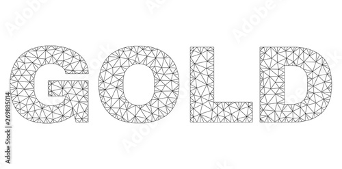 Mesh vector GOLD text. Abstract lines and points form GOLD black carcass symbols. Wire carcass 2D polygonal mesh in eps vector format.