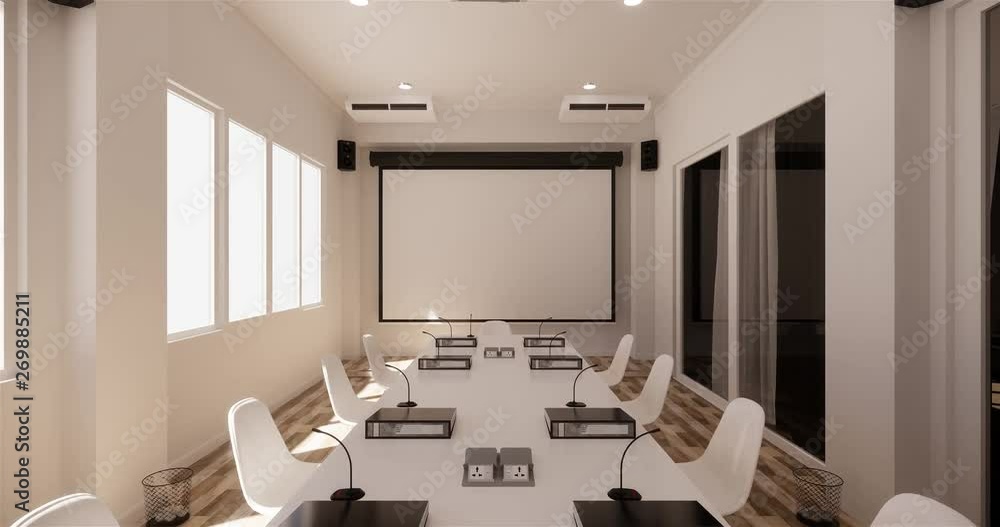 Office business - beautiful boardroom meeting room and conference table, modern style. 3D rendering