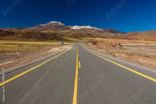 Isolated road in the middle of Atacama desert