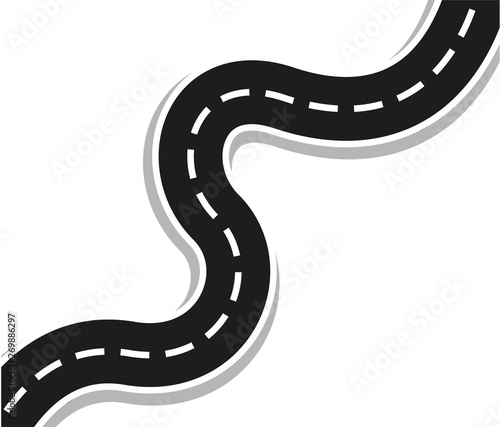 road, isolated, freedom, forward, asphalt, transportation, travel, highway, journey, winding, design, transport, way, trip, turn, long, perspective, vector, abstract, empty, white, traffic, line, conc