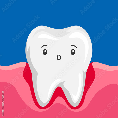 Illustration of sick tooth with inflamed gums.