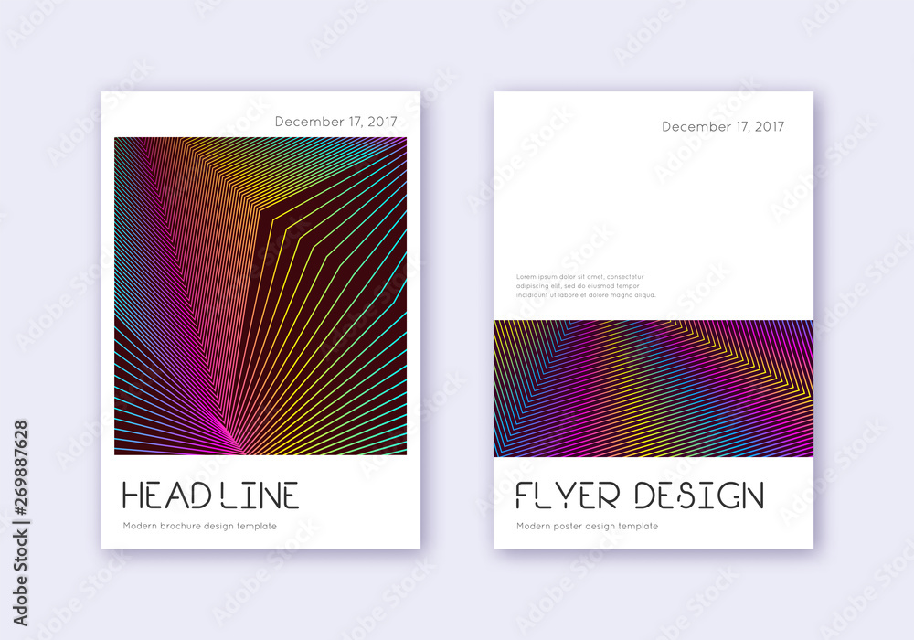 Fototapeta premium Minimal cover design template set. Rainbow abstrac