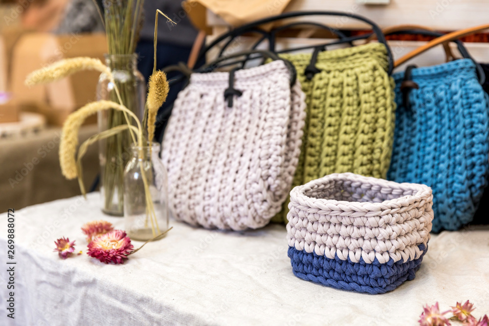 Bags and wicker baskets handmade
