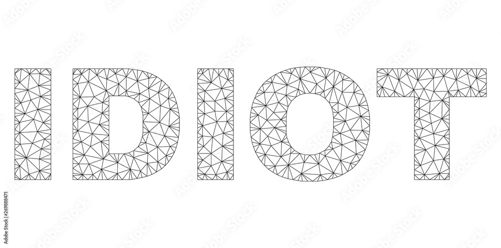 Mesh vector IDIOT text. Abstract lines and circle dots form IDIOT black ...