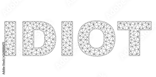Mesh vector IDIOT text. Abstract lines and circle dots form IDIOT black carcass symbols. Linear carcass 2D triangular mesh in vector EPS format.