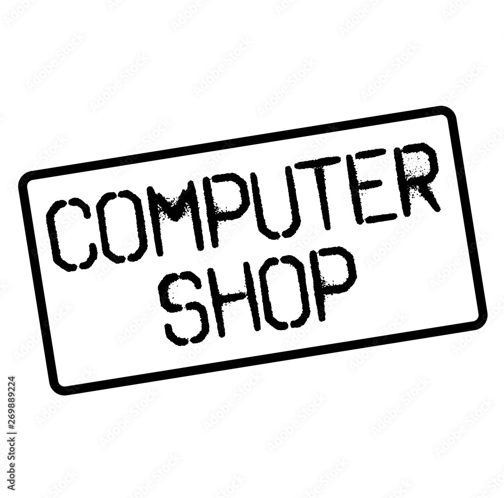 COMPUTER SHOP stamp on white COMPUTER SHOP stamp on white