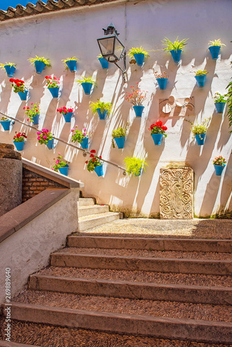 Nice patio in the old town of Cordoba with flowers
