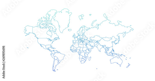 World map vector, isolated on white background. Can be used for anual report, inphographics. High Detailed Countries with borders.