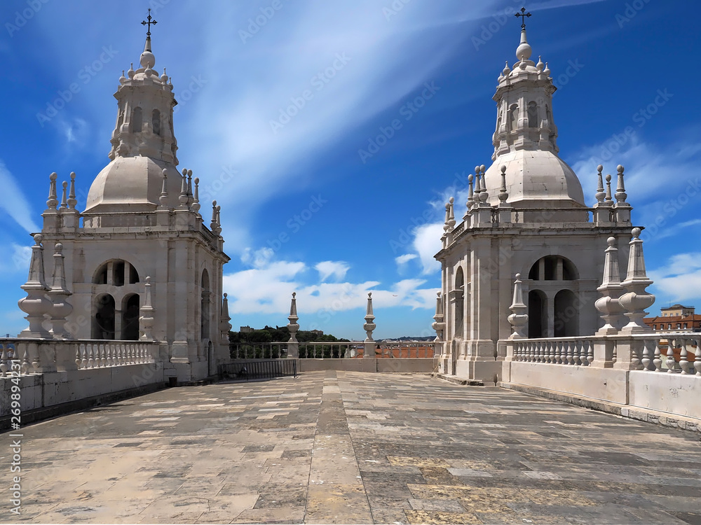 Naklejka premium On top of the roof of Sao Vicente de Fora in Lisbon in