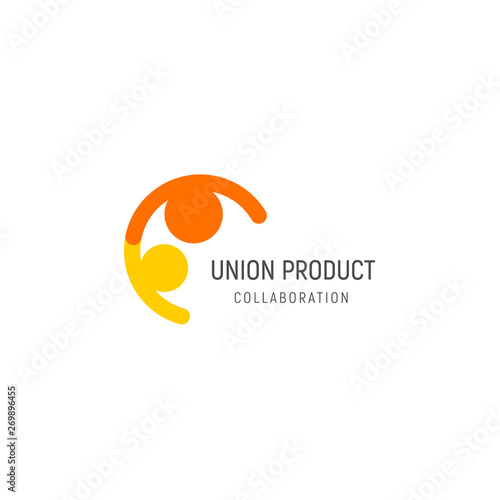 Isolated union illustration. Friendly people holding hands logo. Collaboration logotype. Human vector icon.