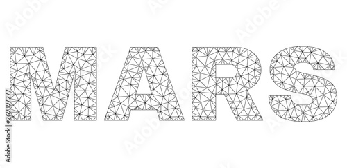 Mesh vector MARS text. Abstract lines and circle dots form MARS black carcass symbols. Linear carcass flat triangular mesh in vector format.