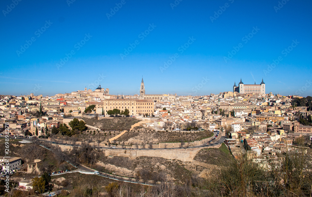 Nice landscape of the city of Toledo on a sunny day with nice blue sky