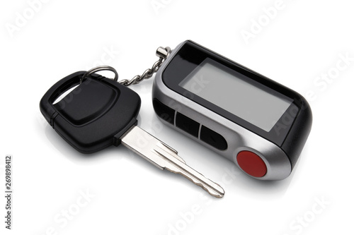 Car key with remote control isolated on white background