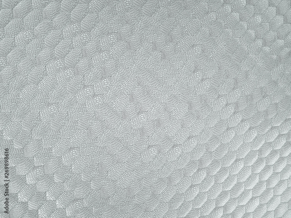 Fototapeta premium Alligator or crocodile white Leather hexagon stitched texture
